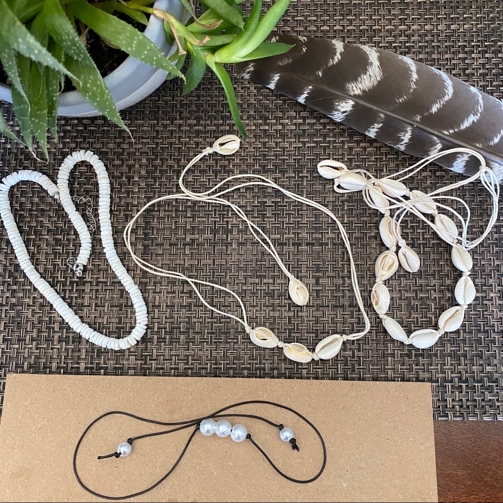 NEW Set of 4 shell beachy boho necklaces